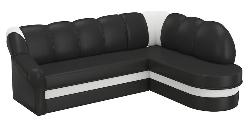 Canapé d’angle droit convertible BENANA 250 cm noir et blanc avec coffre de rangement 