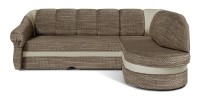 Canapé d’angle droit convertible BENANA 250 cm beige et marron avec coffre de rangement 