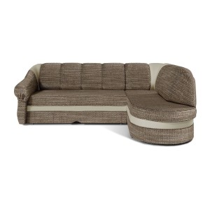 Canapé d’angle droit convertible BENANA 250 cm beige et marron avec coffre de rangement 