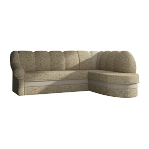 Canapé d’angle droit convertible BENANA 250 cm beige et marron avec coffre de rangement 
