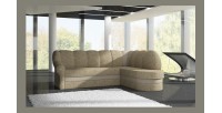 Canapé d’angle droit convertible BENANA 250 cm beige et marron avec coffre de rangement 