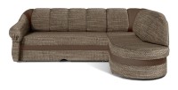 Canapé d’angle droit convertible BENANA 250 cm beige et marron avec coffre de rangement 