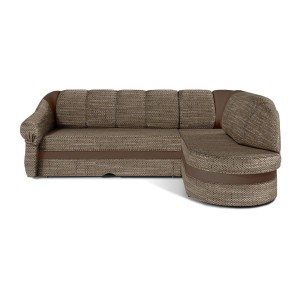 Canapé d’angle droit convertible BENANA 250 cm beige et marron avec coffre de rangement 