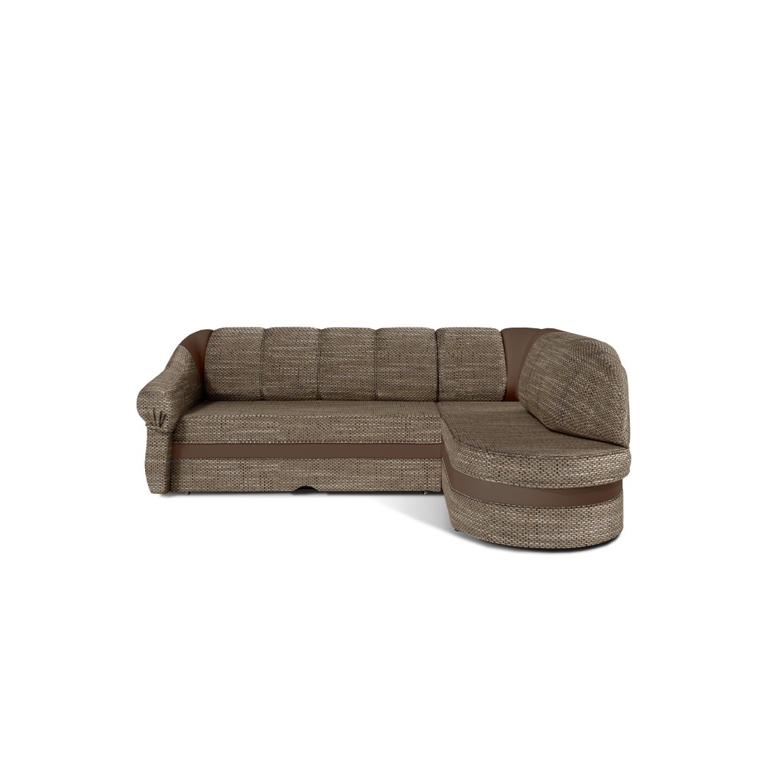 Canapé d’angle droit convertible BENANA 250 cm beige et marron avec coffre de rangement 