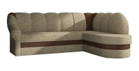 Canapé d’angle droit convertible BENANA 250 cm beige et marron avec coffre de rangement 