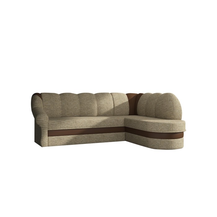 Canapé d’angle droit convertible BENANA 250 cm beige et marron avec coffre de rangement 