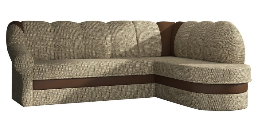 Canapé d’angle droit convertible BENANA 250 cm beige et marron avec coffre de rangement 