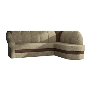 Canapé d’angle droit convertible BENANA 250 cm beige et marron avec coffre de rangement 