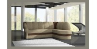 Canapé d’angle droit convertible BENANA 250 cm beige et marron avec coffre de rangement 