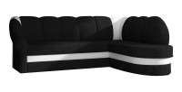 Canapé d’angle droit convertible BENANA 250 cm noir et blanc avec coffre de rangement 