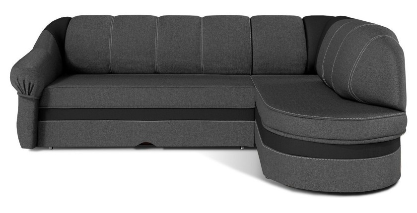 Canapé d’angle droit convertible BENANA 250 cm gris foncé et noir avec coffre 