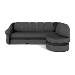 Canapé d’angle droit convertible BENANA 250 cm gris foncé et noir avec coffre 