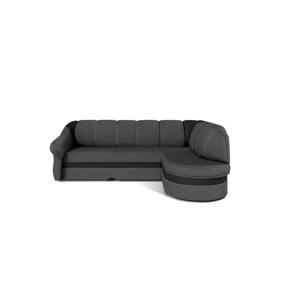 Canapé d’angle droit convertible BENANA 250 cm gris foncé et noir avec coffre 