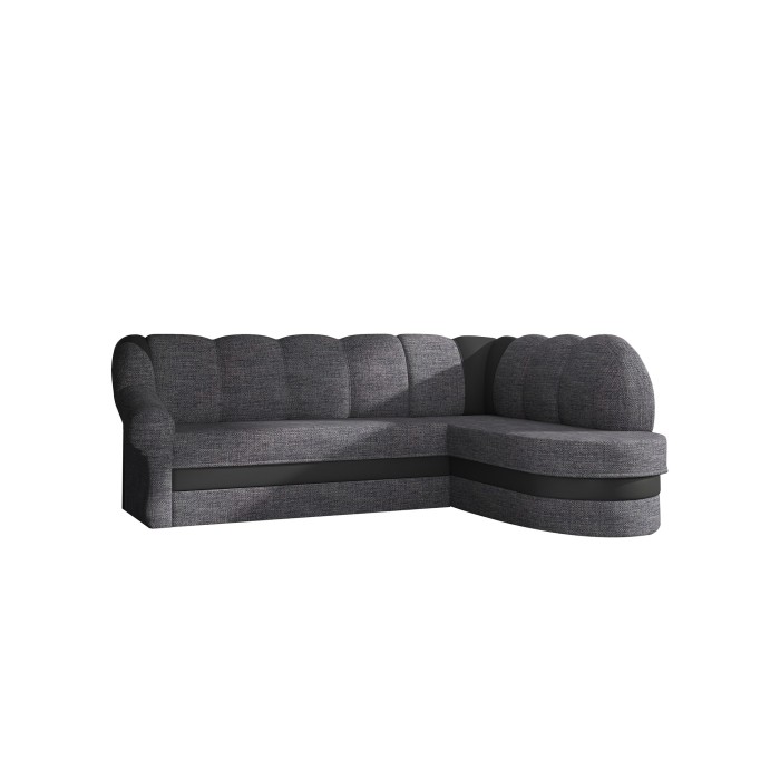 Canapé d’angle droit convertible BENANA 250 cm gris foncé et noir avec coffre 