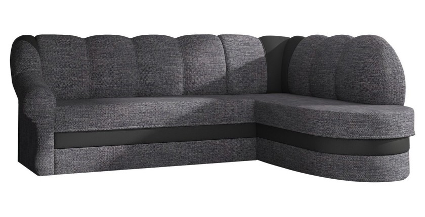 Canapé d’angle droit convertible BENANA 250 cm gris foncé et noir avec coffre 