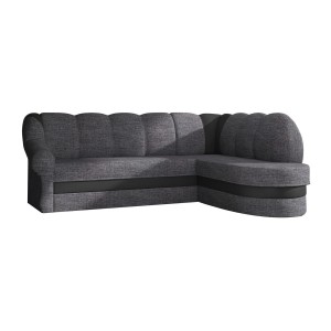 Canapé d’angle droit convertible BENANA 250 cm gris foncé et noir avec coffre 