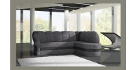 Canapé d’angle droit convertible BENANA 250 cm gris foncé et noir avec coffre 