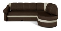 Canapé d’angle droit convertible BENANA 250 cm marron et beige avec coffre 