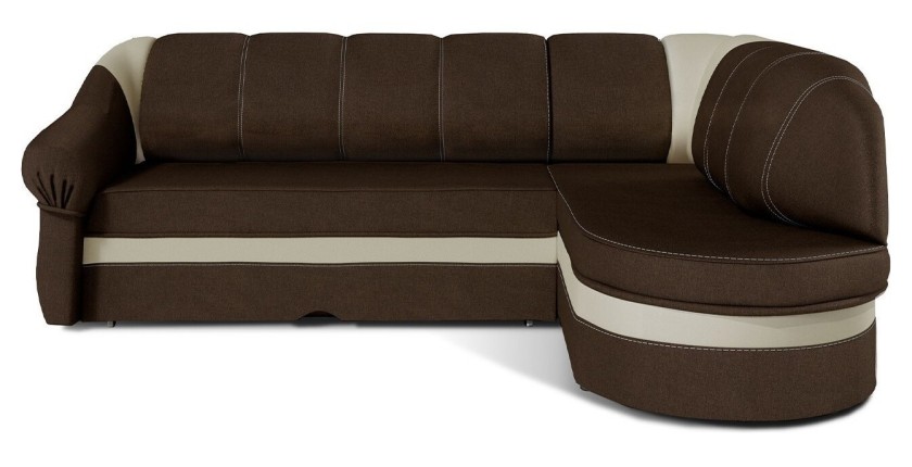 Canapé d’angle droit convertible BENANA 250 cm marron et beige avec coffre 