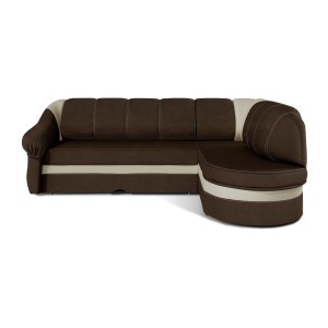 Canapé d’angle droit convertible BENANA 250 cm marron et beige avec coffre 