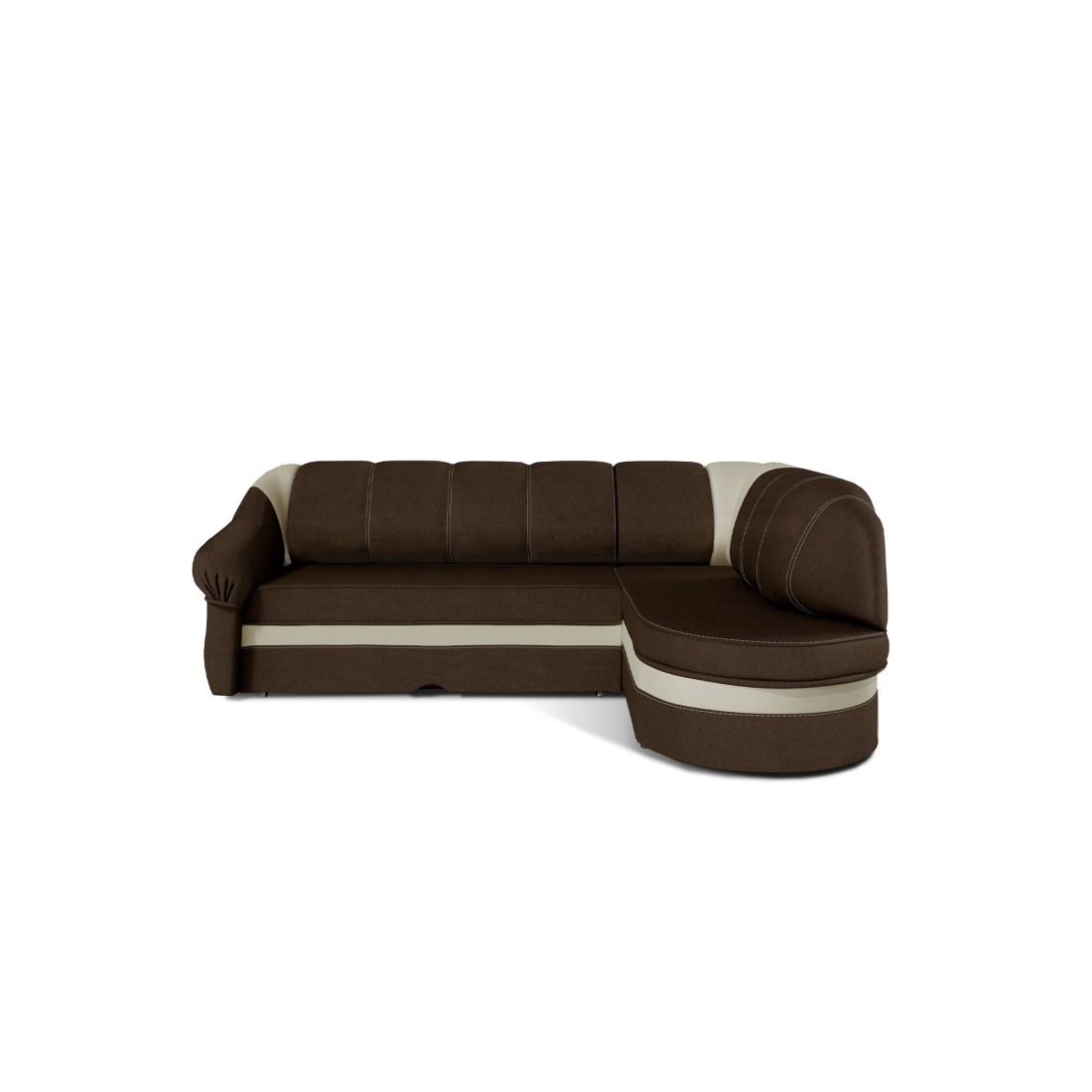 Canapé d’angle droit convertible BENANA 250 cm marron et beige avec coffre 