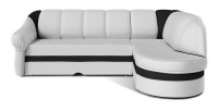 Canapé d’angle droit convertible BENANA 250 cm blanc et noir avec coffre 