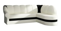 Canapé d’angle droit convertible BENANA 250 cm blanc et noir avec coffre 