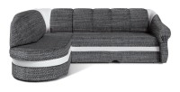 Canapé d’angle gauche convertible BENANA 250 cm gris et blanc avec coffre 