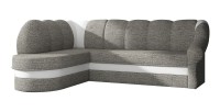 Canapé d’angle gauche convertible BENANA 250 cm gris et blanc avec coffre 