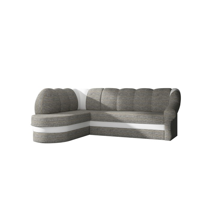 Canapé d’angle gauche convertible BENANA 250 cm gris et blanc avec coffre 
