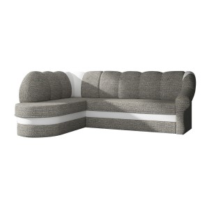 Canapé d’angle gauche convertible BENANA 250 cm gris et blanc avec coffre 