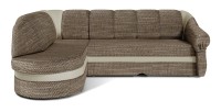 Canapé d’angle gauche convertible BENANA 250 cm beige et crème avec coffre 