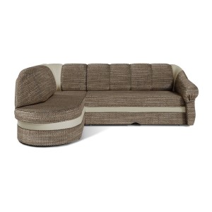 Canapé d’angle gauche convertible BENANA 250 cm beige et crème avec coffre 