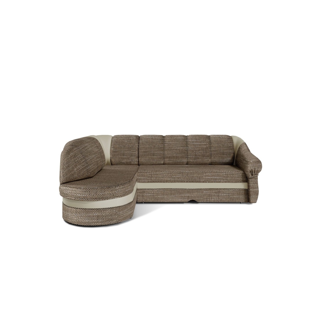 Canapé d’angle gauche convertible BENANA 250 cm beige et crème avec coffre 