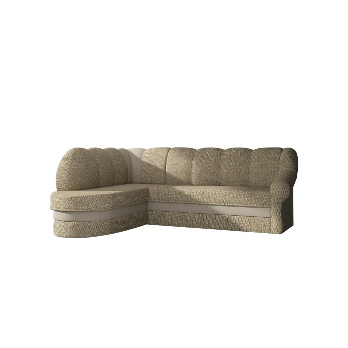 Canapé d’angle gauche convertible BENANA 250 cm beige et crème avec coffre 