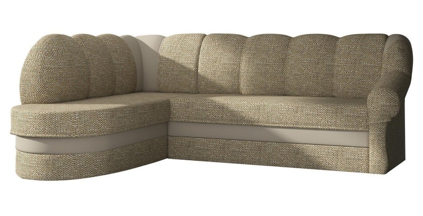 Canapé d’angle gauche convertible BENANA 250 cm beige et crème avec coffre 