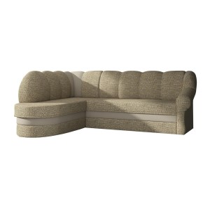 Canapé d’angle gauche convertible BENANA 250 cm beige et crème avec coffre 