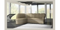 Canapé d’angle gauche convertible BENANA 250 cm beige et crème avec coffre 