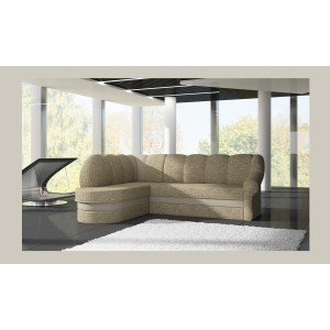 Canapé d’angle gauche convertible BENANA 250 cm beige et crème avec coffre 