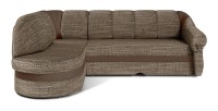 Canapé d’angle gauche convertible BENANA 250 cm beige et marron avec coffre 