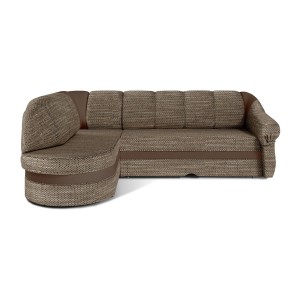 Canapé d’angle gauche convertible BENANA 250 cm beige et marron avec coffre 