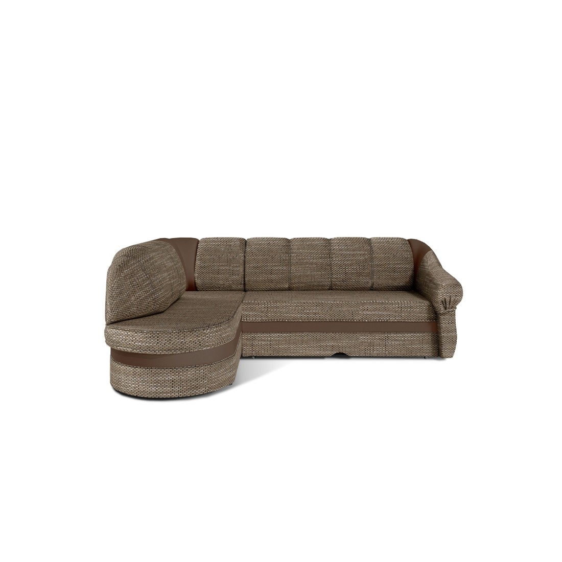Canapé d’angle gauche convertible BENANA 250 cm beige et marron avec coffre 