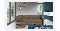 Canapé d’angle gauche convertible BENANA 250 cm beige et marron avec coffre 