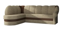 Canapé d’angle gauche convertible BENANA 250 cm beige et marron avec coffre 