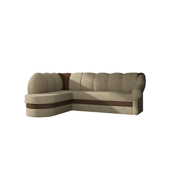 Canapé d’angle gauche convertible BENANA 250 cm beige et marron avec coffre 
