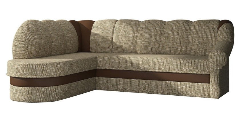 Canapé d’angle gauche convertible BENANA 250 cm beige et marron avec coffre 