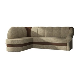 Canapé d’angle gauche convertible BENANA 250 cm beige et marron avec coffre 