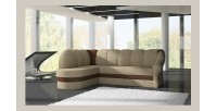 Canapé d’angle gauche convertible BENANA 250 cm beige et marron avec coffre 