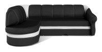 Canapé d’angle gauche convertible BENANA 250 cm noir et blanc avec coffre 