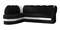 Canapé d’angle gauche convertible BENANA 250 cm noir et blanc avec coffre 